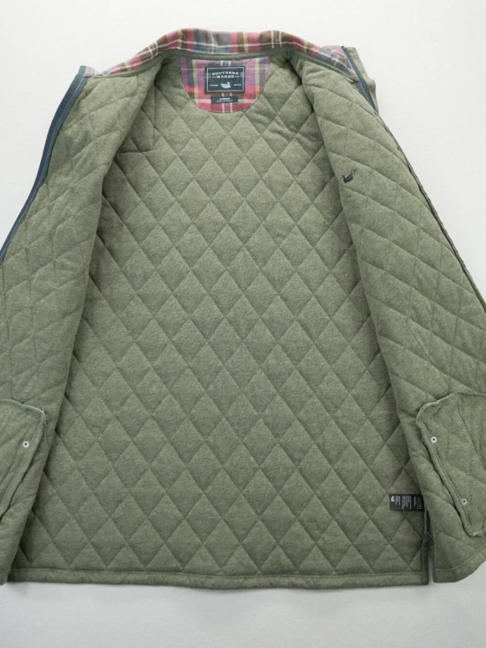 Southern Marsh Vest Mens L Olive Green Quilted‎ Outdoor Pockets Casual Preppy - Picture 8 of 10